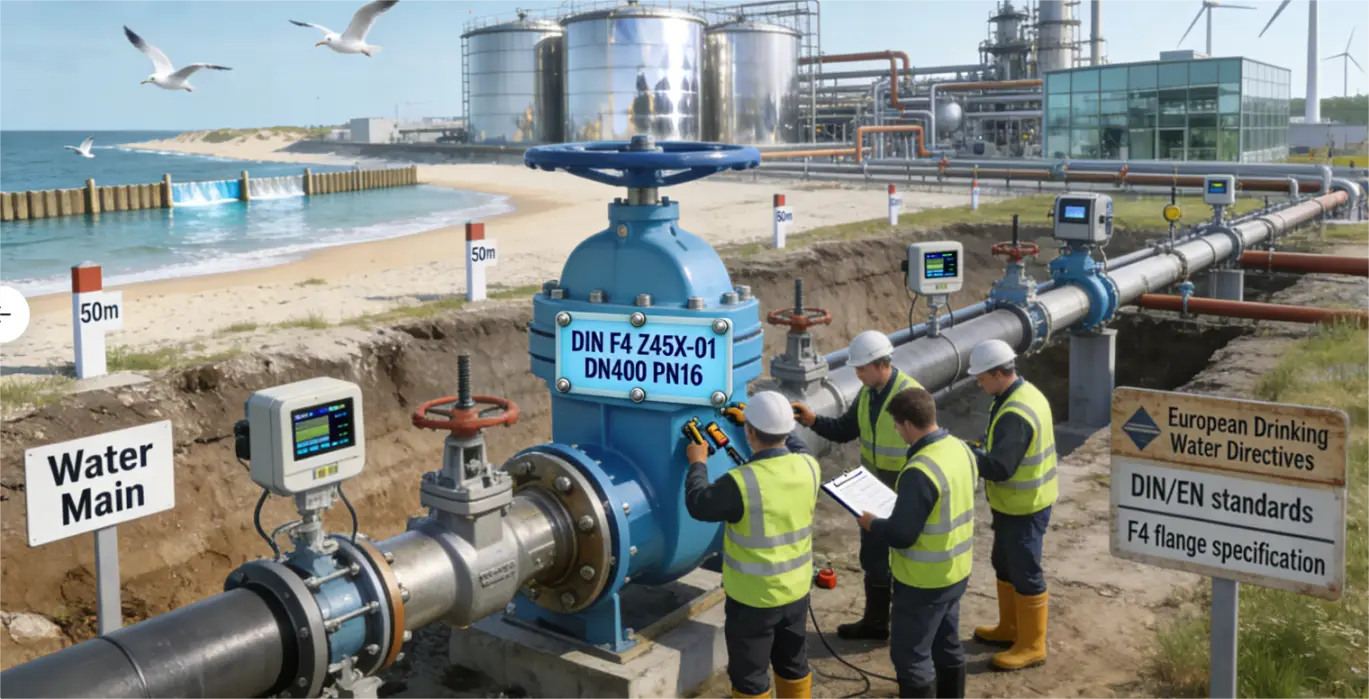 DIN F4 Flanged Resilient Seated NRS Gate Valve