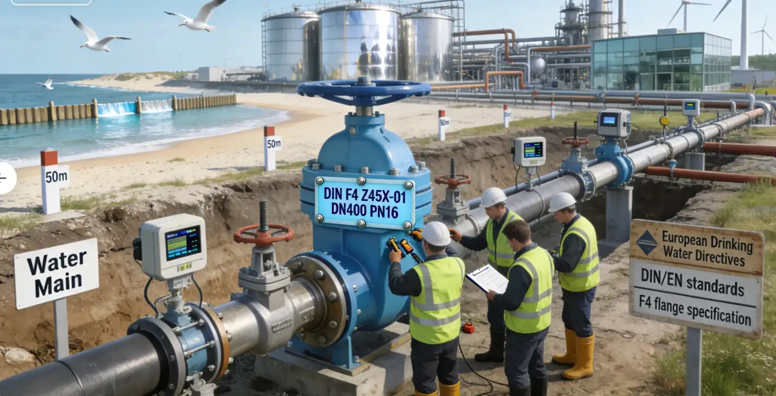 DIN F4 Flanged Resilient Seated NRS Gate Valve