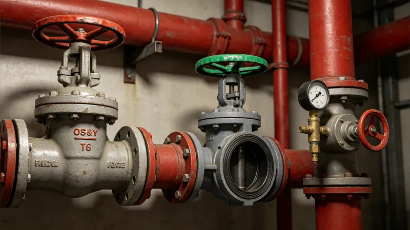 A close-up photo of a fire protection valve system installed A close-up photo of a fire protection valve system installed