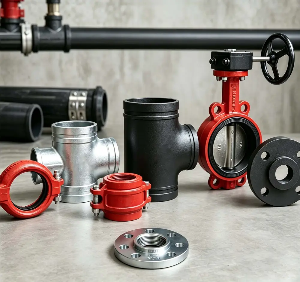 fire-sprinkler-system-components-elbow-tee-flange-valve. fire-sprinkler-system-components-elbow-tee-flange-valve.