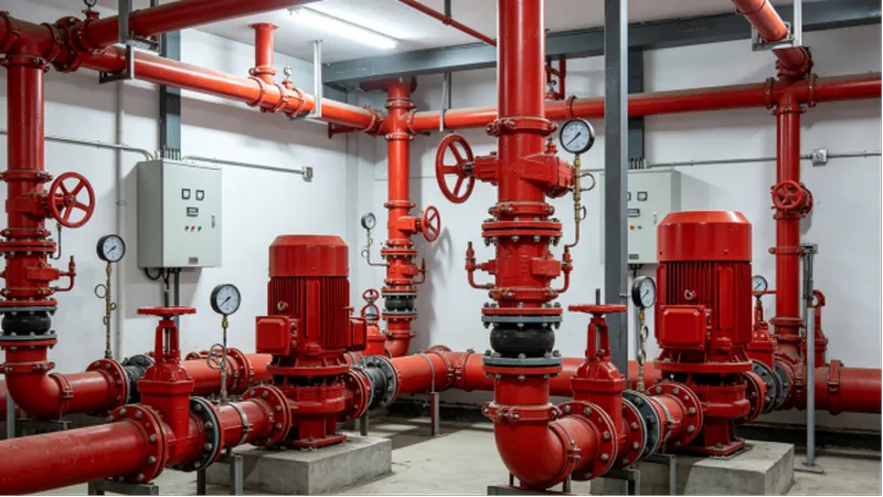 fire-pump-room-piping-system-and-valves